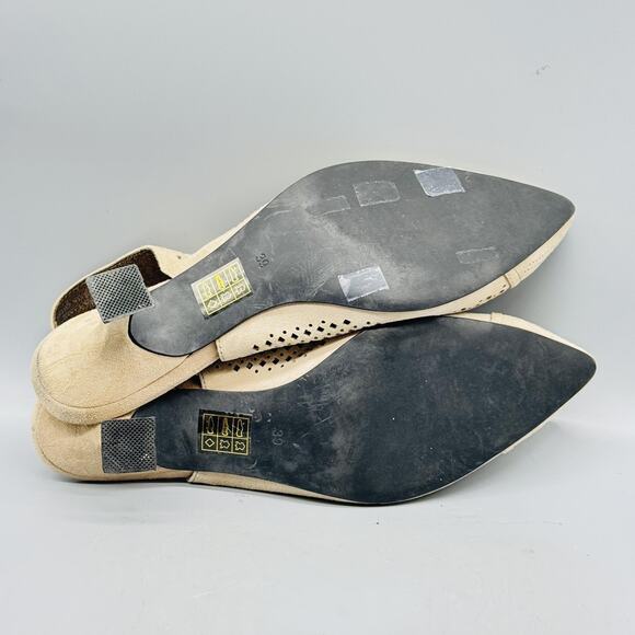 Jeffrey Campbell Shoes Womens 8.5 Beige Suede Slingback Perforated Kitten Heels - Picture 10 of 13
